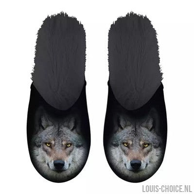 Merkloos Pantoffel Wolf Zwart-MERKLOOS-Louis Choice