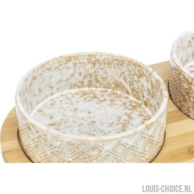 Trixie Set Voerbak / Waterbak Keramiek / Bamboe Wit / Natuur-TRIXIE-Louis Choice