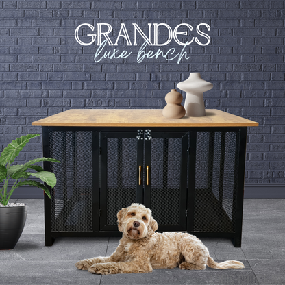 Topmast Metalen Bench Grandes - Luxeus - 115 x 75 x 83 cm - Rustic Brown & Black