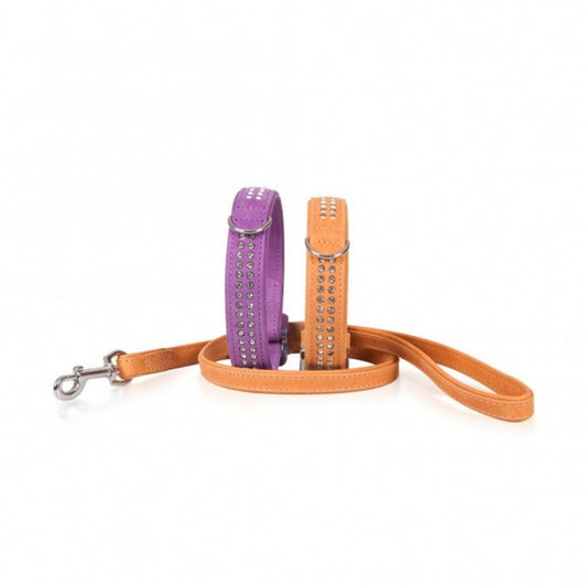 Karlie Buffel strass halsband- Paars - 3 rijen, 65cm/40mm