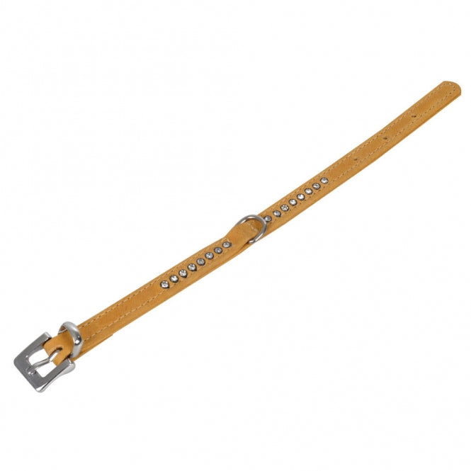 Karlie Buffalo Strass-Halsband - Lichtbruin - 1-rijig, 24cm/10mm